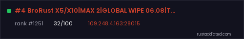#4 BroRust X5/X10|MAX 2|GLOBAL WIPE 06.08|TP|KIT|LOOT+|SHOP – Rust server stats