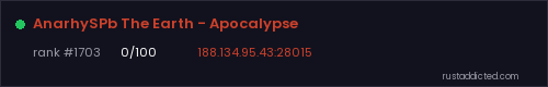 AnarhySPb The Earth - Apocalypse – Rust server stats