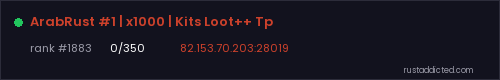 ArabRust #1 | x1000 | Kits Loot++ Tp – Rust server stats