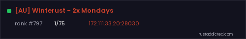 [AU] Winterust - 2x Mondays – Rust server stats