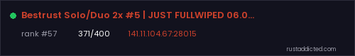 Bestrust Solo/Duo 2x #5 | JUST FULLWIPED 06.08 08/06 – Rust server stats