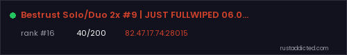 Bestrust Solo/Duo 2x #9 | JUST FULLWIPED 06.08 08/06 – Rust server stats