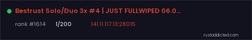 Bestrust Solo/Duo 3x #4 | JUST FULLWIPED 06.08 08/06 – Rust server stats