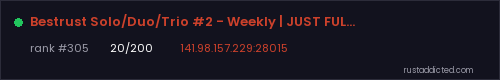 Bestrust Solo/Duo/Trio #2 - Weekly | JUST FULLWIPED 06.08 08/06 – Rust server stats