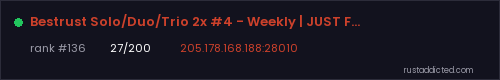 Bestrust Solo/Duo/Trio 2x #4 - Weekly | JUST FULLWIPED 06.08 08 – Rust server stats