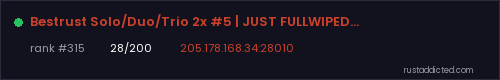 Bestrust Solo/Duo/Trio 2x #5 | JUST FULLWIPED 06.08 08/06 – Rust server stats