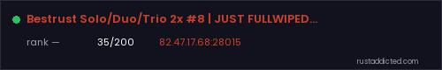 Bestrust Solo/Duo/Trio 2x #8 | JUST FULLWIPED 06.08 08/06 – Rust server stats
