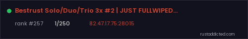 Bestrust Solo/Duo/Trio 3x #2 | JUST FULLWIPED 06.08 08/06 – Rust server stats