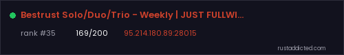 Bestrust Solo/Duo/Trio - Weekly | JUST FULLWIPED 06.08 08/06 – Rust server stats