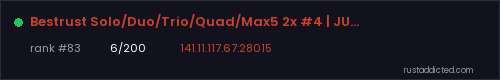 Bestrust Solo/Duo/Trio/Quad/Max5 2x #4 | JUST FULLWIPED 06.08 0 – Rust server stats