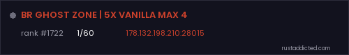 BR GHOST ZONE | 5X VANILLA MAX 4 – Rust server stats