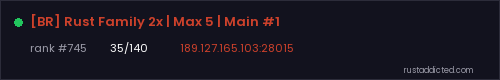 [BR] Rust Family 2x | Max 5 | Main #1 – Rust server stats