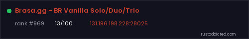 Brasa.gg - BR Vanilla Solo/Duo/Trio – Rust server stats
