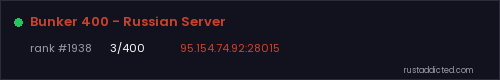 Bunker 400 - Russian Server – Rust server stats