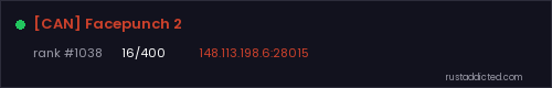 [CAN] Facepunch 2 – Rust server stats