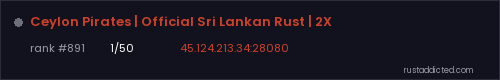 Ceylon Pirates | Official Sri Lankan Rust | 2X – Rust server stats
