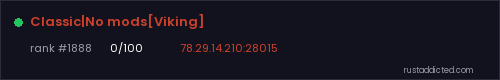 Classic|No mods[Viking] – Rust server stats