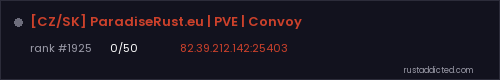[CZ/SK] ParadiseRust.eu | PVE | Convoy – Rust server stats