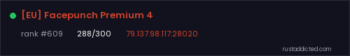 [EU] Facepunch Premium 4 – Rust server stats