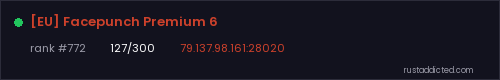 [EU] Facepunch Premium 6 – Rust server stats