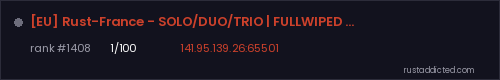[EU] Rust-France - SOLO/DUO/TRIO | FULLWIPED 21/09 21.09 – Rust server stats