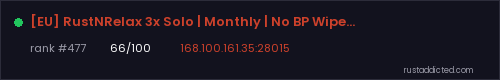 [EU] RustNRelax 3x Solo | Monthly | No BP Wipes | Wiped 06/08 – Rust server stats