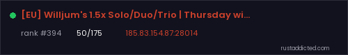 [EU] Willjum's 1.5x Solo/Duo/Trio | Thursday wipes – Rust server stats