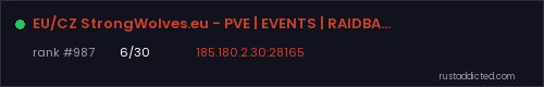 EU/CZ StrongWolves.eu - PVE | EVENTS | RAIDBASE | QUESTS | ECON – Rust server stats