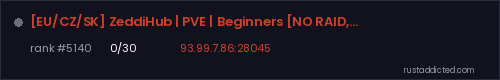 [EU/CZ/SK] ZeddiHub | PVE | Beginners [NO RAID, LOOT++] – Rust server stats
