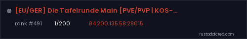 [EU/GER] Die Tafelrunde Main [PVE/PVP | KOS-Zone | RaidTime] – Rust server stats
