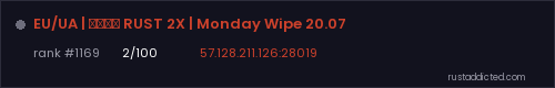 EU/UA | ВОЛЯ RUST 2X | Monday Wipe 20.07 – Rust server stats
