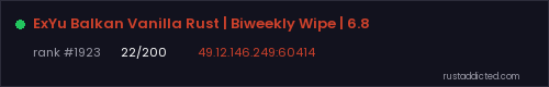 ExYu Balkan Vanilla Rust | Biweekly Wipe | 6.8 – Rust server stats