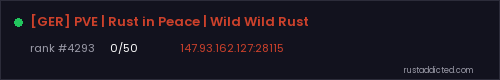 [GER] PVE | Rust in Peace | Wild Wild Rust – Rust server stats