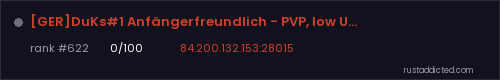 [GER]DuKs#1 Anfängerfreundlich - PVP, low Upkeep, Raid Times – Rust server stats