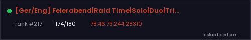 [Ger/Eng] Feierabend|Raid Time|Solo|Duo|Trio|Noob Friendly – Rust server stats