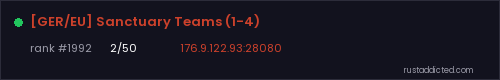 [GER/EU] Sanctuary Teams (1-4) – Rust server stats