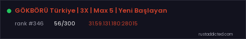 GÖKBÖRÜ Türkiye | 3X | Max 5 | Yeni Başlayan – Rust server stats