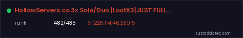 HollowServers.co 3x Solo/Duo |LootX3|JUST FULLWIPED – Rust server stats