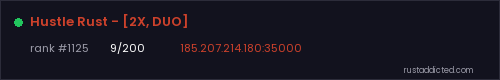 Hustle Rust - [2X, DUO] – Rust server stats