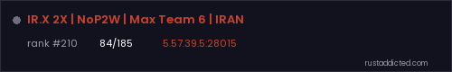 IR.X 2X | NoP2W | Max Team 6 | IRAN – Rust server stats