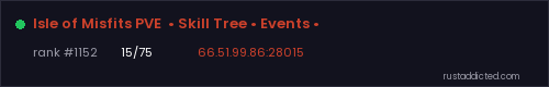 Isle of Misfits PVE • Skill Tree • Events • – Rust server stats