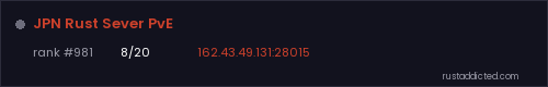 JPN Rust Sever PvE – Rust server stats