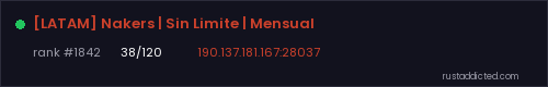 [LATAM] Nakers | Sin Limite | Mensual – Rust server stats