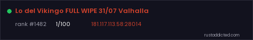 Lo del Vikingo FULL WIPE 31/07 Valhalla – Rust server stats
