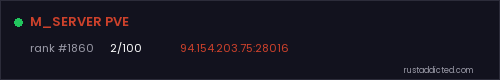 M_SERVER PVE – Rust server stats