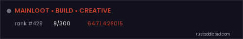 MAINLOOT • BUILD • CREATIVE – Rust server stats