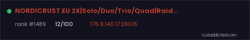 NORDICRUST.EU 2X|Solo/Duo/Trio/Quad|RaidProtection|JUST WIPED – Rust server stats