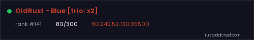 OldRust - Blue [trio; x2] – Rust server stats