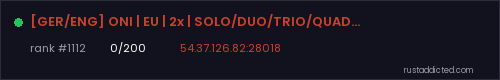 [GER/ENG] ONI | EU | 2x | SOLO/DUO/TRIO/QUAD | Tuesday / Friday – Rust server stats