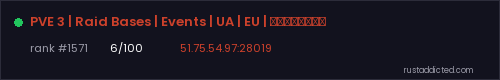 PVE 3 | Raid Bases | Events | UA | EU | ПАЛЯНИЦЯ – Rust server stats